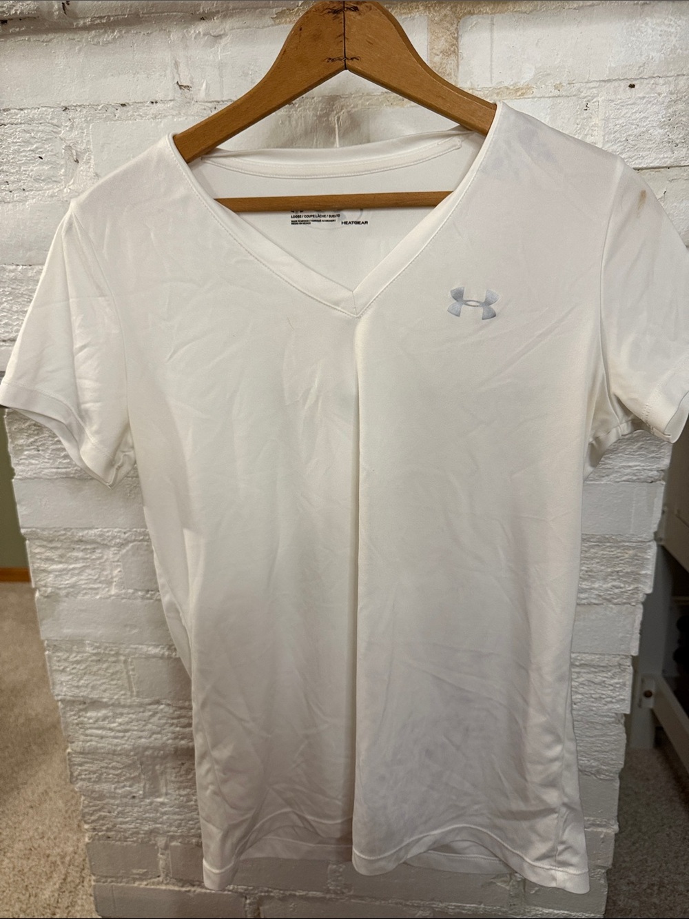 Under Armour White V-Neck Performance Polo